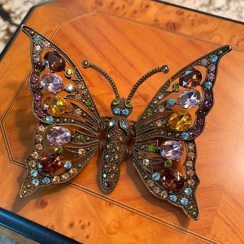 Heidi Daus multi color Crystal Butterfly Brooch LG